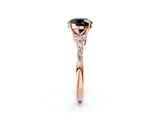Rose gold Fancy Black Round Cut Diamond Solitaire Ring with Side Stones and Four-Prong Setting_14
