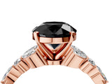 Rose gold Fancy Black Round Cut Diamond Solitaire Ring with Side Stones and Four-Prong Setting_16