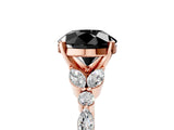Rose gold Fancy Black Round Cut Diamond Solitaire Ring with Side Stones and Four-Prong Setting_17