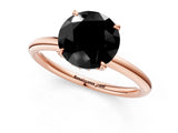 Rose gold Fancy Black Round Cut Diamond Solitaire Ring with Thin Band and Four-Prong Setting_1