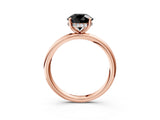 Rose gold Fancy Black Round Cut Diamond Solitaire Ring with Thin Band and Four-Prong Setting_3