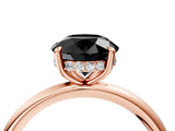 Rose gold Fancy Black Round Cut Diamond Solitaire Ring with Thin Band and Four-Prong Setting_4
