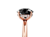 Rose gold Fancy Black Round Cut Diamond Solitaire Ring with Thin Band and Four-Prong Setting_5