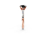 Rose gold Fancy Black Round Cut Diamond Solitaire with Side Baguettes and Channel Set Band_2