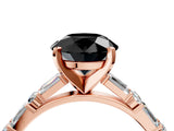 Rose gold Fancy Black Round Cut Diamond Solitaire with Side Baguettes and Channel Set Band_4