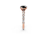 Rose gold Fancy Black Round Cut Diamond Solitaire with Side Stones, Pave Band, Four-Prong Setting_26