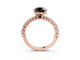 Rose gold Fancy Black Round Cut Diamond Solitaire with Side Stones, Pave Band, Four-Prong Setting_27