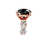 Rose gold Fancy Black Round Cut Diamond Solitaire with Side Stones, Pave Band, Four-Prong Setting_29
