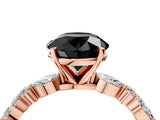 Rose gold Fancy Black Round Cut Diamond Solitaire with Side Stones on a Pavé Band and Four-Prong Setting_4