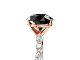 Rose gold Fancy Black Round Cut Diamond Solitaire with Side Stones on a Pavé Band and Four-Prong Setting_5