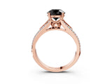 Rose gold Fancy Black Round Cut Diamond Split Shank Engagement Ring with Pavé Band_3