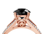 Rose gold Fancy Black Round Cut Diamond Split Shank Engagement Ring with Pavé Band_4