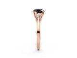 Rose gold Fancy Black Round Cut Diamond Three-Stone Engagement Ring with Prong Setting and Pavé Band_2