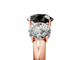 Rose gold Fancy Black Round Cut Diamond Three-Stone Ring with Four-Prong Setting and Classic Band_5