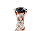 Rose gold Fancy Black Round Cut Diamond Three-Stone Ring with Pavé Split Shank and Four-Prong Setting_5