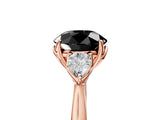 Rose gold Fancy Black Round Cut Diamond Three-Stone Ring with Pear Side Stones and Four-Prong Setting_29