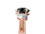 Rose gold Fancy Black Round Cut Diamond Three-Stone Ring with Prong Setting and Pavé Band_5