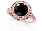 Rose gold Fancy Black Round Cut Halo Bezel Diamond Pave Band Ring_1