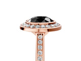 Rose gold Fancy Black Round Cut Halo Bezel Diamond Pave Band Ring_5