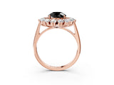 Rose gold Fancy Black Round Cut Halo Cluster Diamond Ring with Pave Band and Four-Prong Setting_15