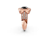 Rose gold Fancy Black Round Cut Halo Diamond Engagement Ring with Pave Split Shank and Four-Prong Setting_2