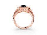 Rose gold Fancy Black Round Cut Halo Diamond Engagement Ring with Pave Split Shank and Four-Prong Setting_3