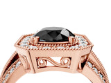 Rose gold Fancy Black Round Cut Halo Diamond Engagement Ring with Pave Split Shank and Four-Prong Setting_4