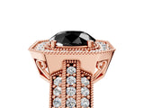 Rose gold Fancy Black Round Cut Halo Diamond Engagement Ring with Pave Split Shank and Four-Prong Setting_5