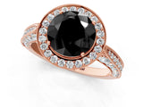 Rose gold Fancy Black Round Cut Halo Diamond Engagement Ring with Split Shank Band and Four-Prong Setting_1