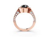 Rose gold Fancy Black Round Cut Halo Diamond Engagement Ring with Split Shank Band and Four-Prong Setting_3