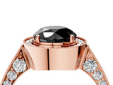 Rose gold Fancy Black Round Cut Halo Diamond Engagement Ring with Split Shank Band and Four-Prong Setting_4