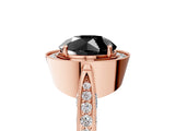 Rose gold Fancy Black Round Cut Halo Diamond Engagement Ring with Split Shank Band and Four-Prong Setting_5