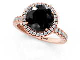 Rose gold Fancy Black Round Cut Halo Diamond Pave Band with Prong Setting_1