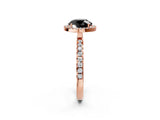 Rose gold Fancy Black Round Cut Halo Diamond Pave Band with Prong Setting_2