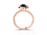 Rose gold Fancy Black Round Cut Halo Diamond Pave Band with Prong Setting_3