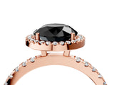 Rose gold Fancy Black Round Cut Halo Diamond Pave Band with Prong Setting_4