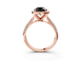 Rose gold Fancy Black Round Cut Halo Diamond Ring with Pavé Band_3