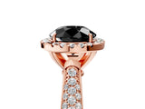Rose gold Fancy Black Round Cut Halo Diamond Ring with Pavé Band_5