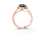 Rose gold Fancy Black Round Cut Halo Diamond Ring with Solitaire Band and Prong Setting_3