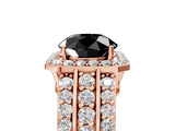 Rose gold Fancy Black Round Cut Halo Diamond Ring with Split Shank and Four-Prong Setting_5