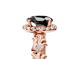 Rose gold Fancy Black Round Cut Halo Diamond Solitaire with Filigree Band and Four-Prong Setting_5
