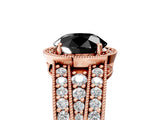 Rose gold Fancy Black Round Cut Halo Diamond Split Shank Ring with Prong Setting_5