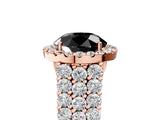 Rose gold Fancy Black Round Cut Halo Pavé Diamond Engagement Ring with Split Shank and Four-Prong Setting_8