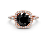 Rose gold Fancy Black Round Cut Halo Round Diamond Pavé Band with Four-Prong Setting_3
