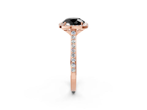 Rose gold Fancy Black Round Cut Halo Round Diamond Pavé Band with Four-Prong Setting_5