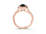 Rose gold Fancy Black Round Cut Halo Round Diamond Pavé Band with Four-Prong Setting_6