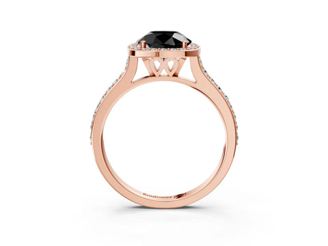 Rose gold Fancy Black Round Cut Halo Round Diamond Pavé Band with Four-Prong Setting_6