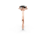 Rose gold Fancy Black Round Cut Halo Round Diamond Solitaire Engagement Ring with Pave Band and Four-Prong Setting_14