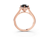 Rose gold Fancy Black Round Cut Halo Round Diamond Solitaire Engagement Ring with Pave Band and Four-Prong Setting_15