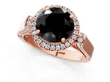 Rose gold Fancy Black Round Cut Halo Round Diamond Twist Band with Four-Prong Setting_1